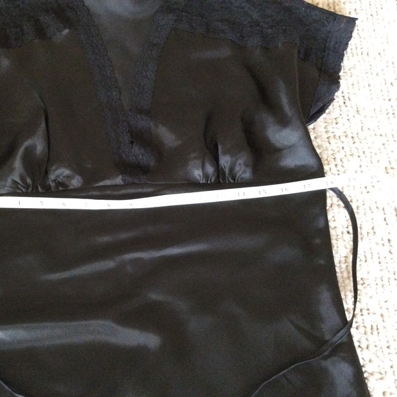 Satin like Night Gown with Lace trim | Size M | Deep V Neckline | Cap Sleeve - Picture 8 of 11